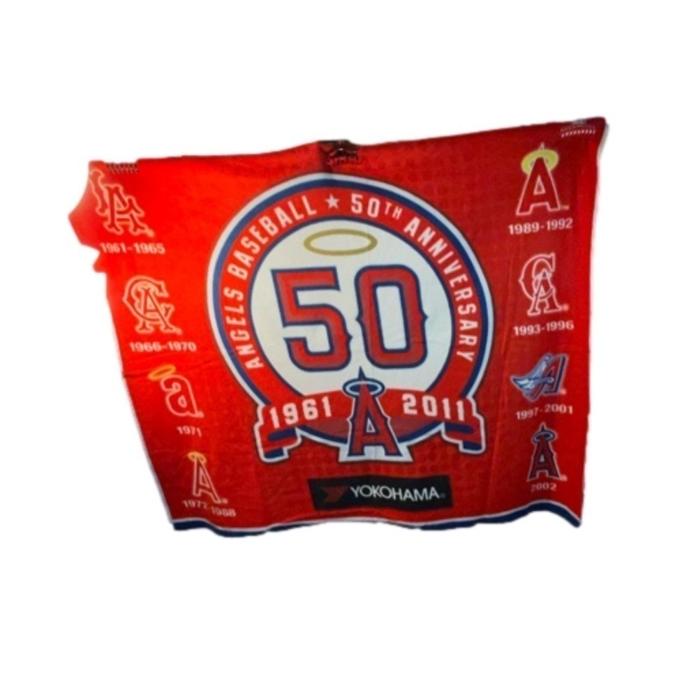 Fans Rare 50 Year Anniversary Of Memories California Angels Red Throw Blanket - Picture 1 of 9